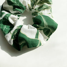 Load image into Gallery viewer, Green Foliage Print Cotton Scrunchy Hair Tie
